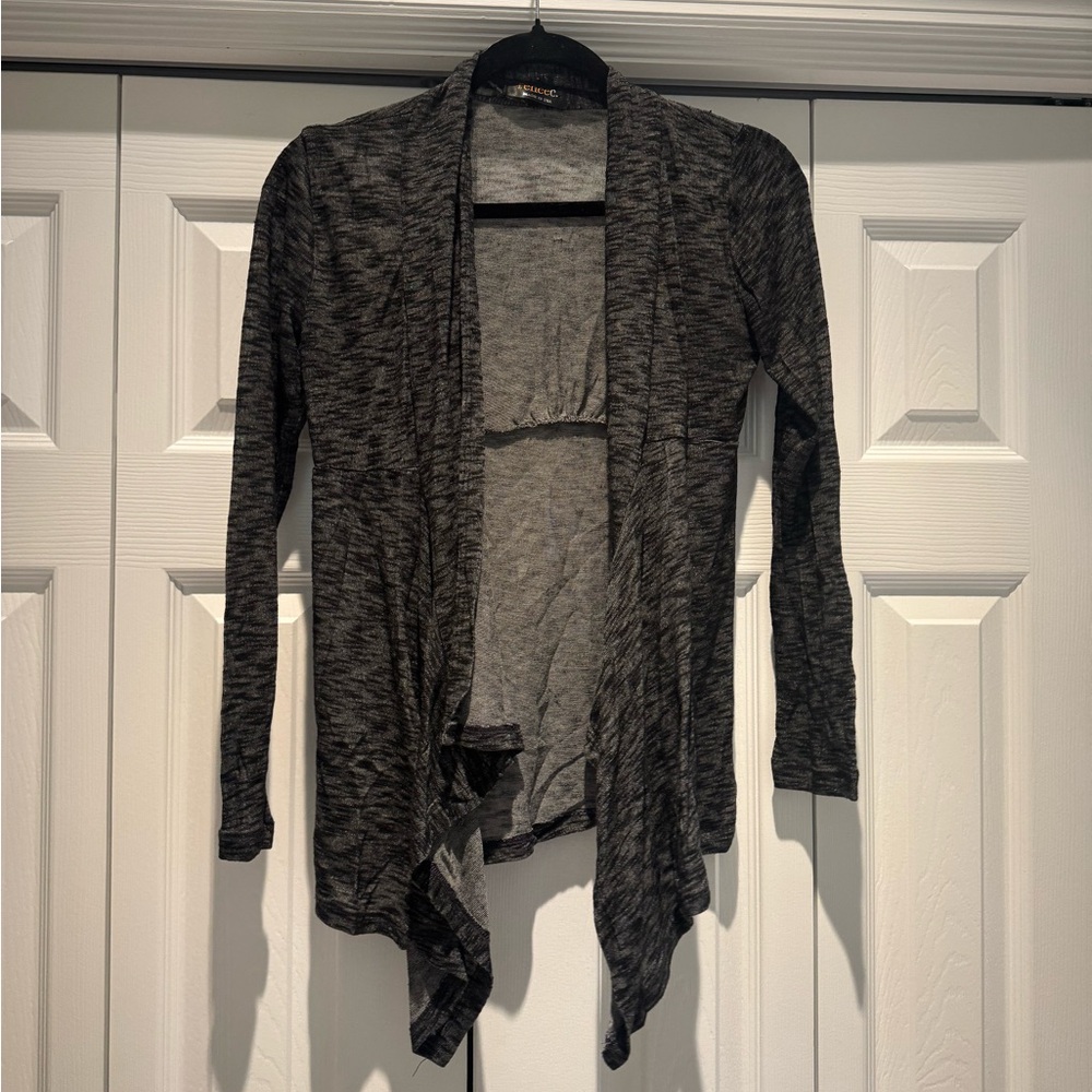 Women's Gray Open Front Cardigan